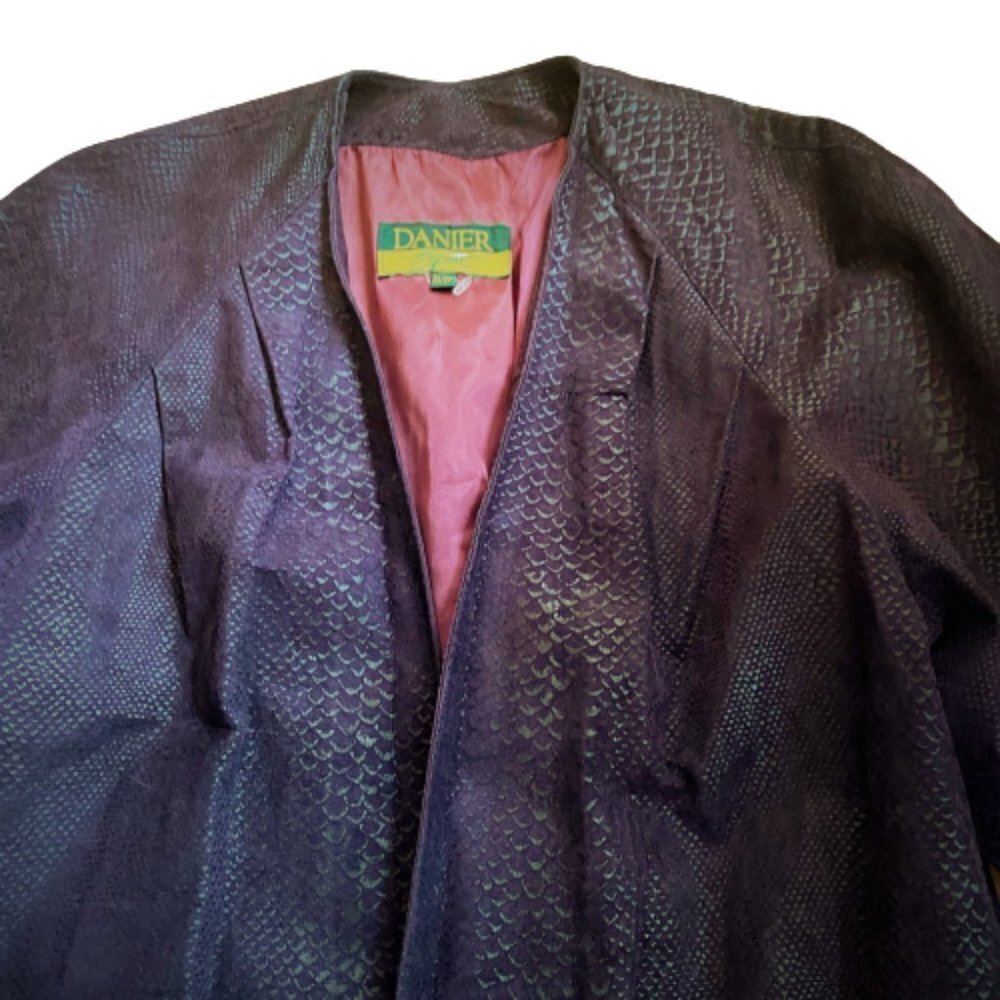 Vintage 80s Danier purple leather jacket coat - Picture 12 of 14